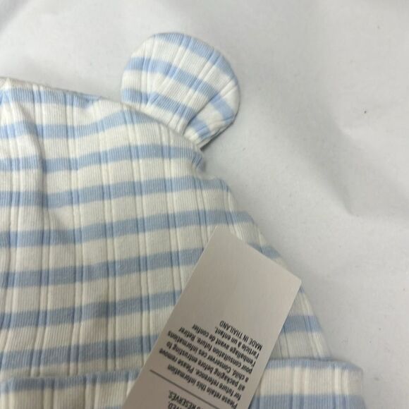 Janie and Jack 100047853 Blue & White Baby Ribbed Stripe Bear Ear Beanie 18-24 m - Picture 9 of 9